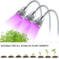 LED Plant Grow Light Three-Head 15W Clip Desk full spectrum Grow Lamp with 360 Degree Flexible Gooseneck